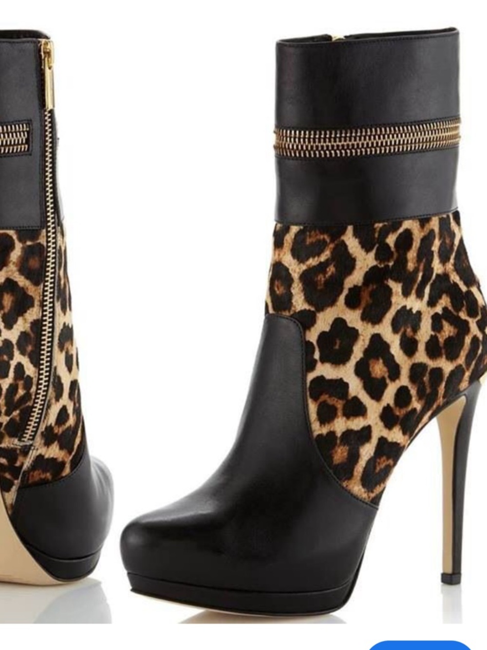 Vintage Y2K Michael Kors Black and Leopard-Print Platform Stiletto  Boots